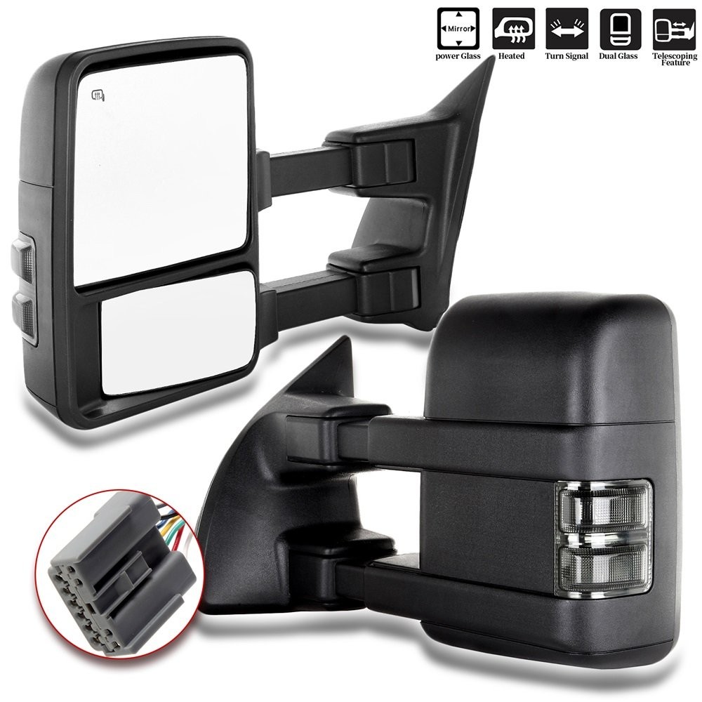 For 03-07 Ford F250 Super Duty Power Heated LED Signal Side Towing Mirrors Pair