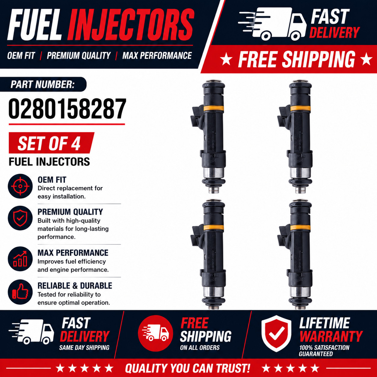 NEW x4 OEM BOSCH Fuel Injectors For 2004-2013 Mazda 3 2.0L I4 #0280158287