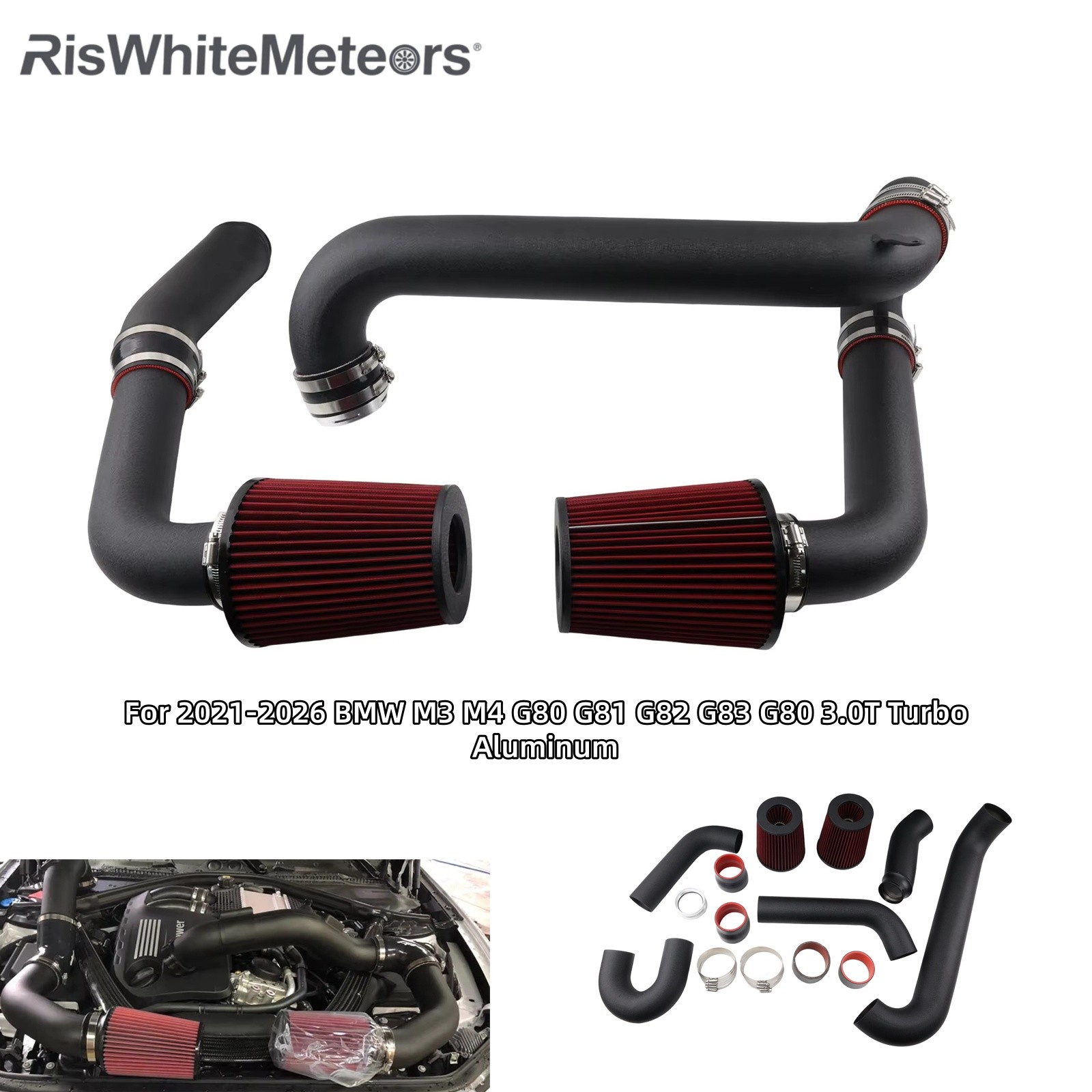 For 21-26 BMW G80 G82 G83 M3 M4 S58 3.0T Front Mount Cold Air Intake System Kit