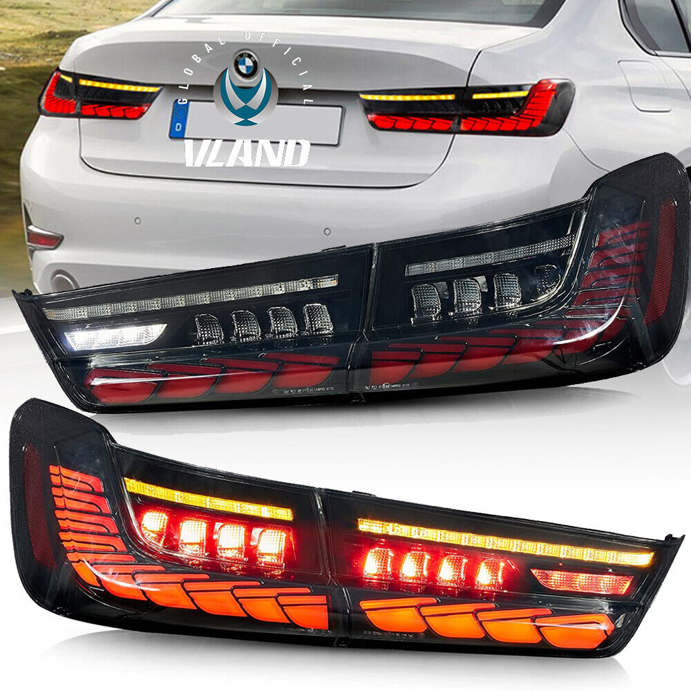 VLAND GTS SMOKED LED Tail Lights W/Animation For 19-22 BMW3 G20 G80 M3 330i 340i