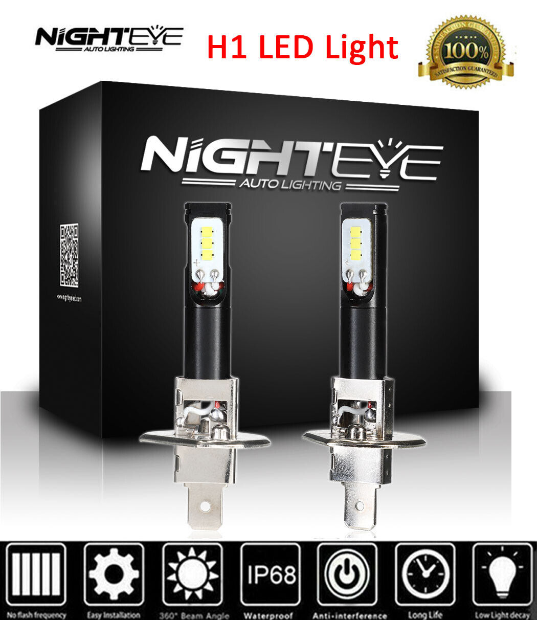 NIGHTEYE 2X H1 LED Fog Bulb Kit 160W 1600LM High Beam Light Xenon 6000K White US