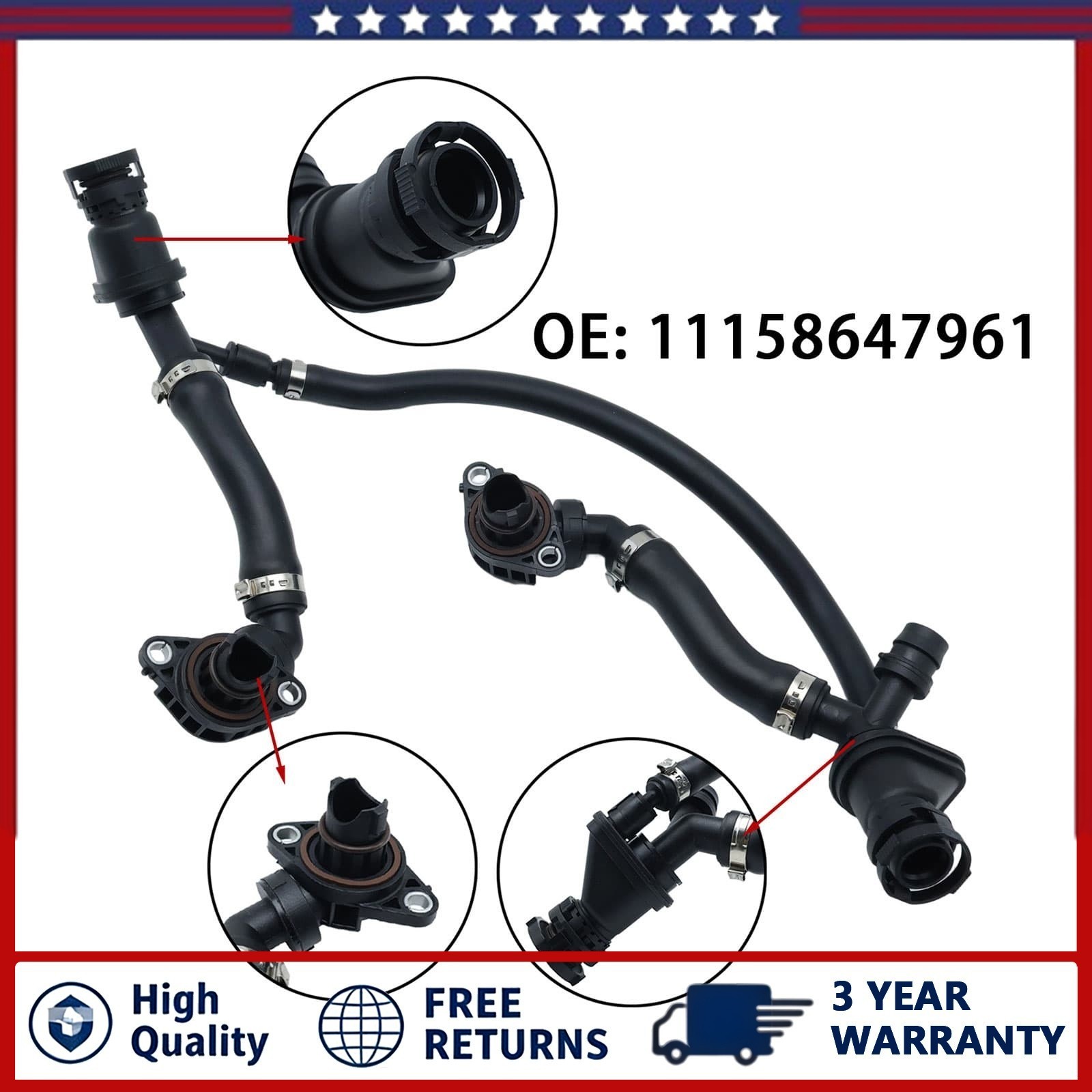 Crankcase PCV Breather Hose 11158647961 For BMW F07 F06 F12 550i 650i 750i 4.4L