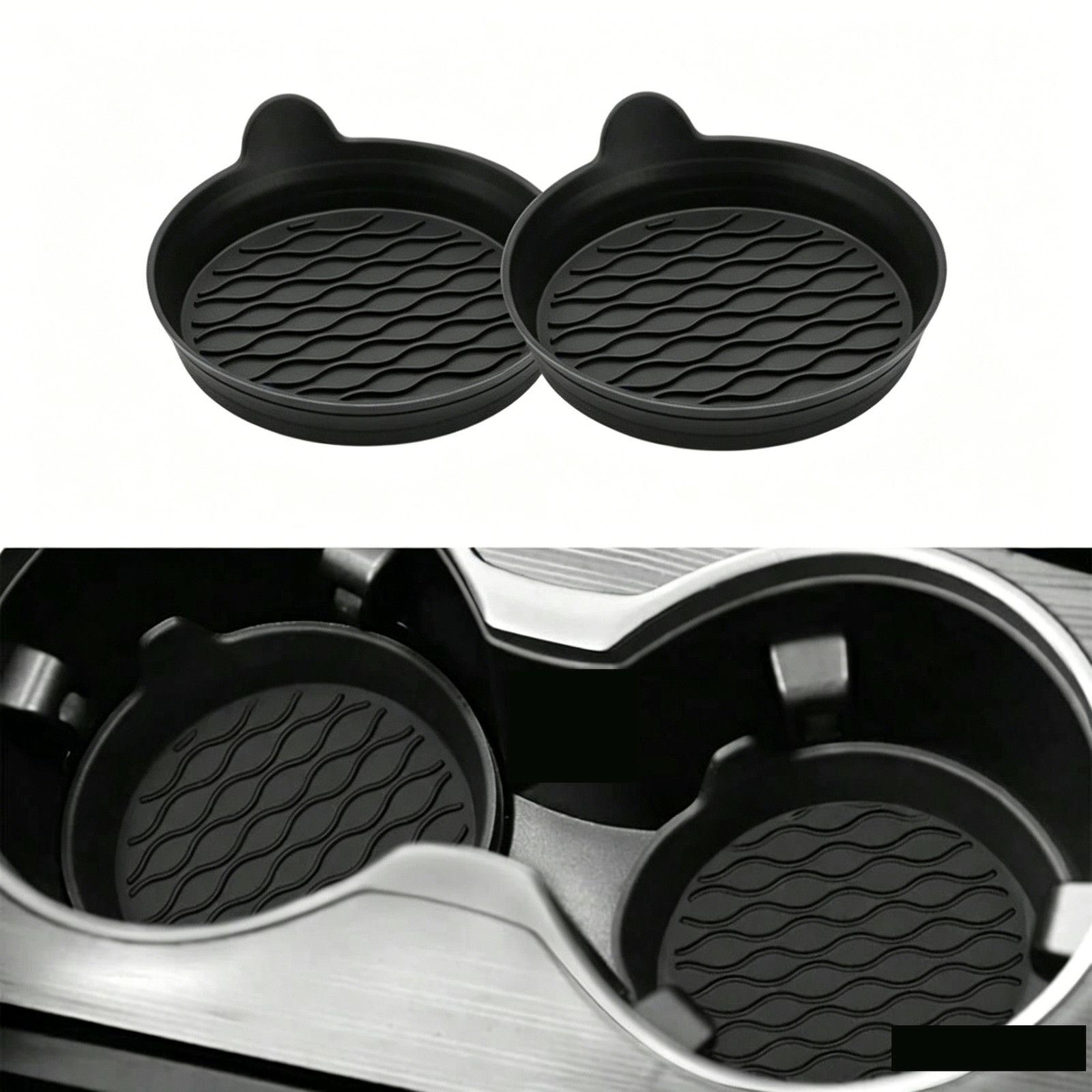 2 Pcs Car Cup Coaster Silicone Car Coaster Insert Non-Slip Universal Cup Holder