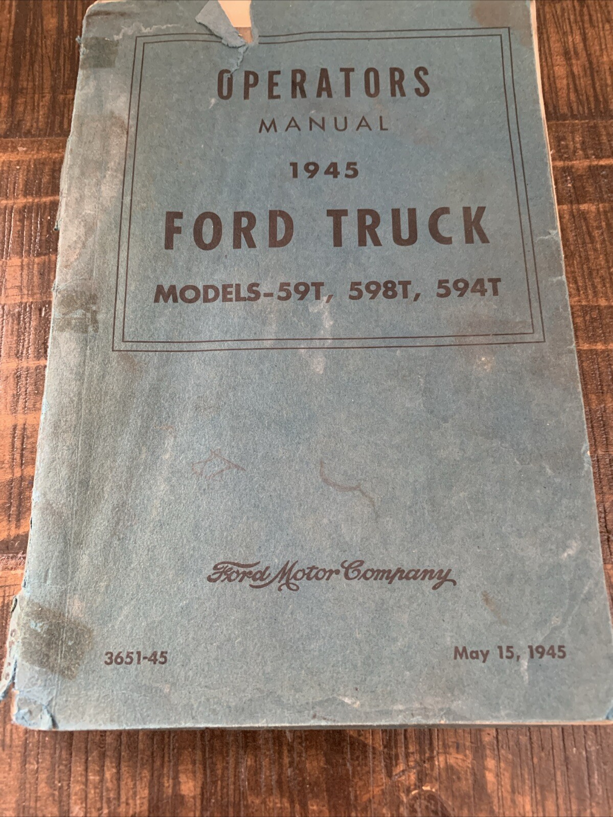 VTG 1945 Operators Manual Ford Truck Models 59T 598T 594T PB
