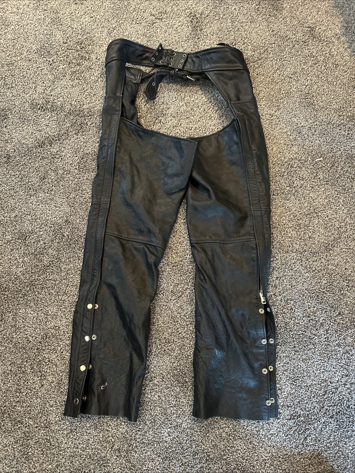 Unik Premium Leather Riding Chaps Size XXXL  Black Motorcycle