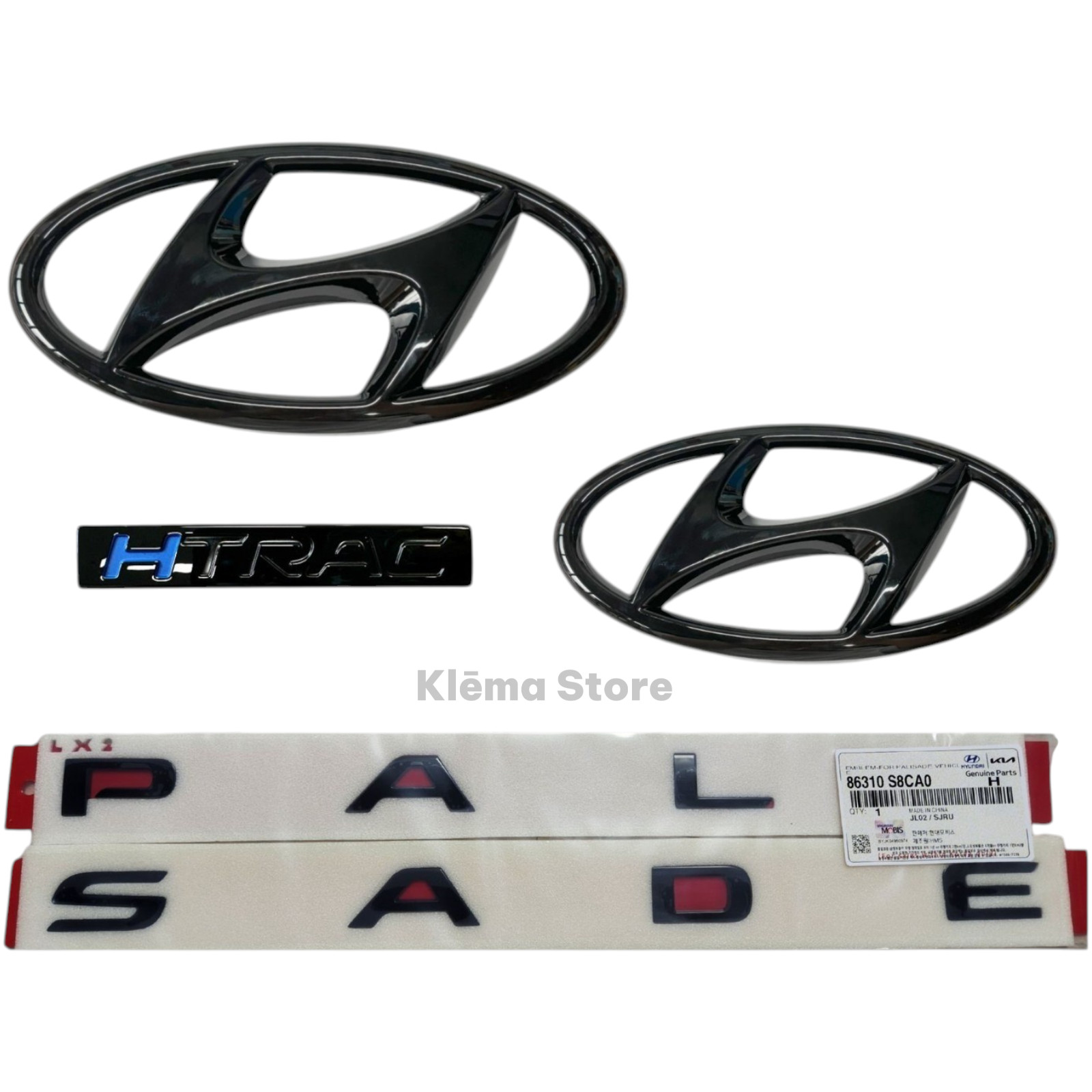 OEM Hyundai Black Emblem 4PCS SET Night Edition H Logo for Palisade 2020-2025