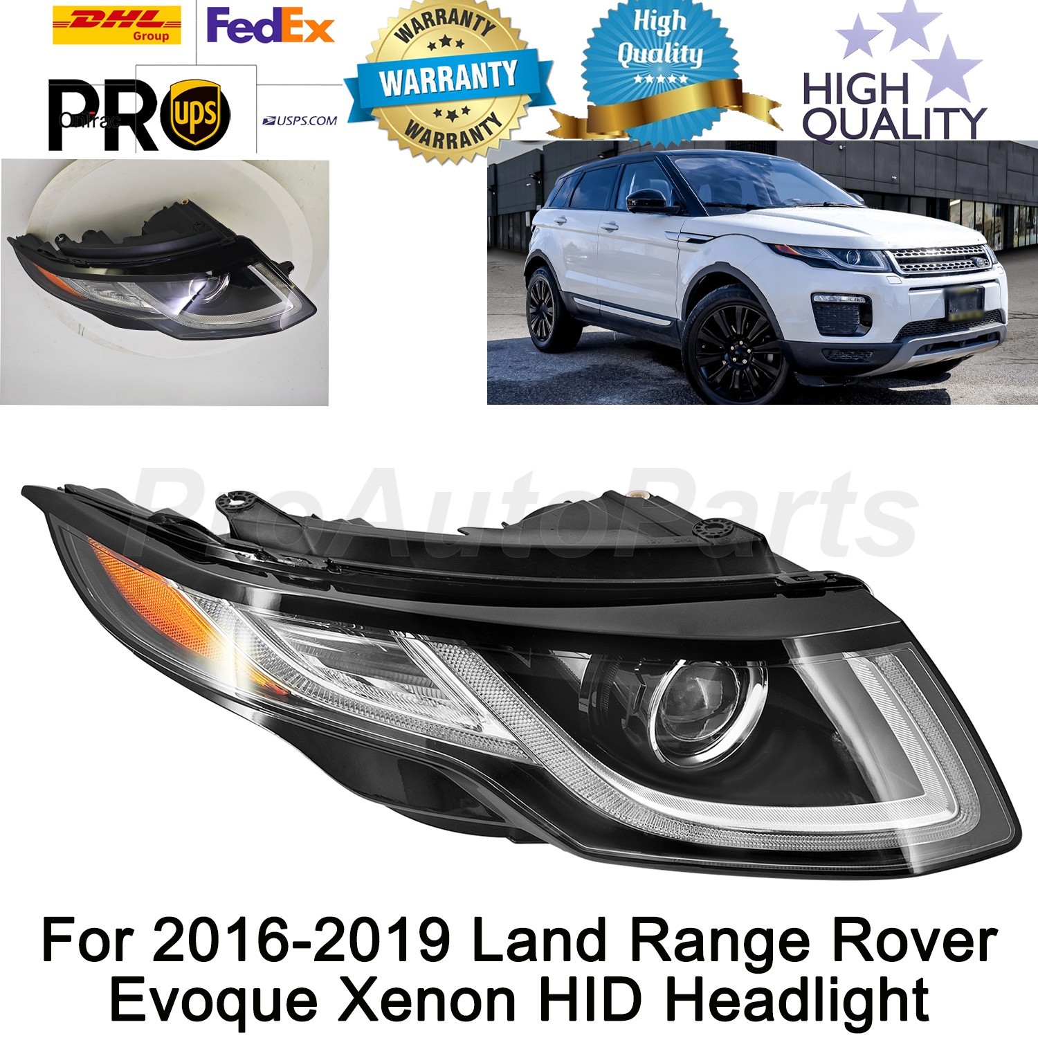 For 2016-19 Land Range Rover Evoque Right Passenger Xenon HID Headlight Assembly