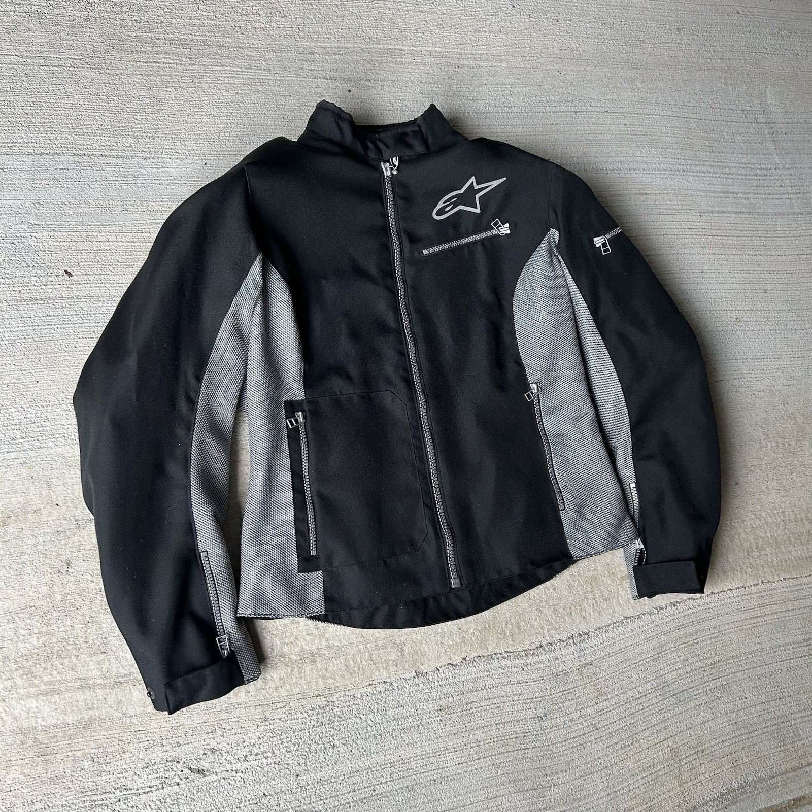 Alpinestars Stella Motorcycle Jacket Womens Large Black Gray Mesh Full Zip Biker
