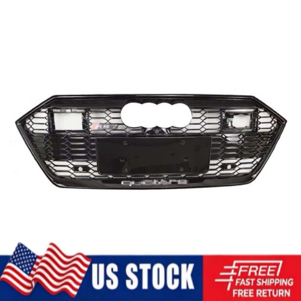 RS7 Style For Audi A7 S7 C8 2019 2020 2021-2025 Honeycomb Grille With ACC Hole