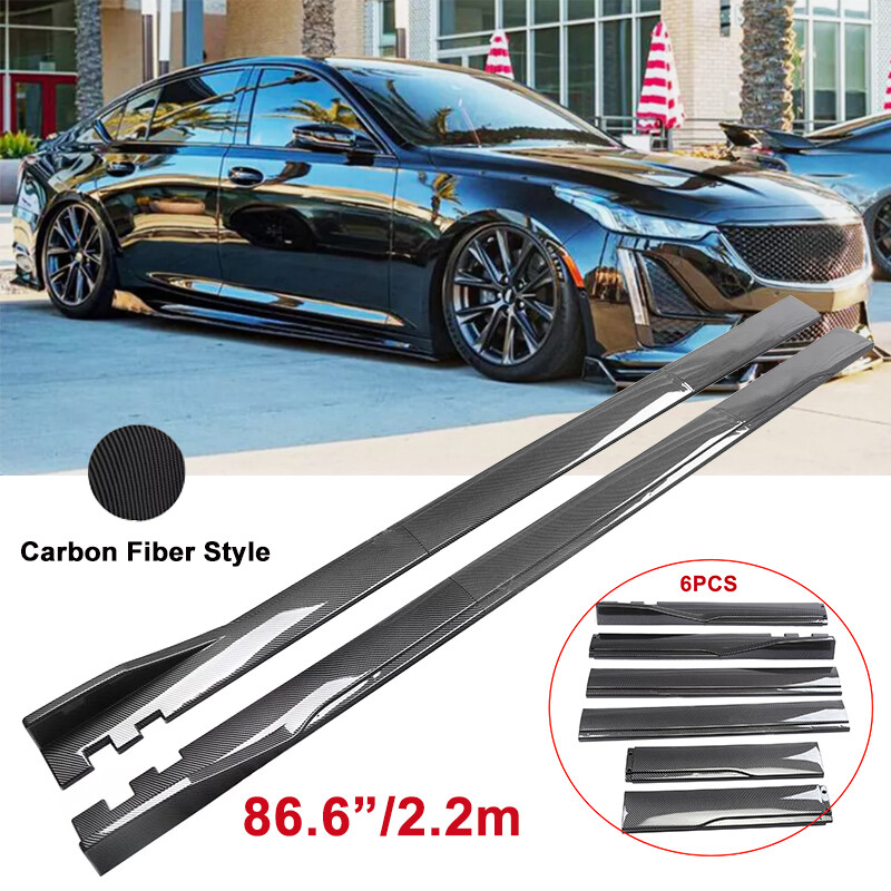 86.6'' Carbon Style Side Skirt Splitter Rocker Panels For Cadillac CT5 2020-2024