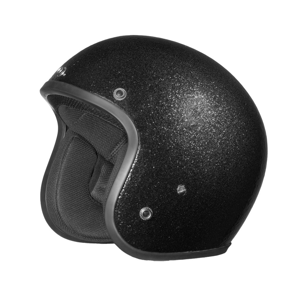 Daytona DOT Vintage Retro Cafe Black  Metal Flake 3/4 Motorcycle Helmet DC7-A