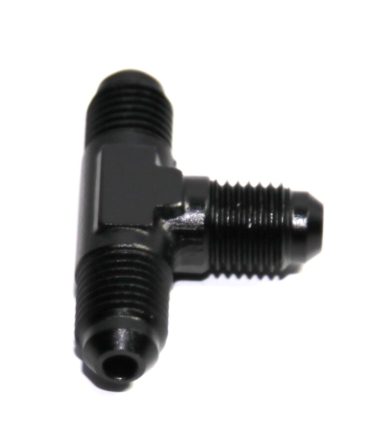 BLACK Male Flare T Fitting Adapter 3-Way AN4 4-AN Male to 2X AN4 4-AN Male
