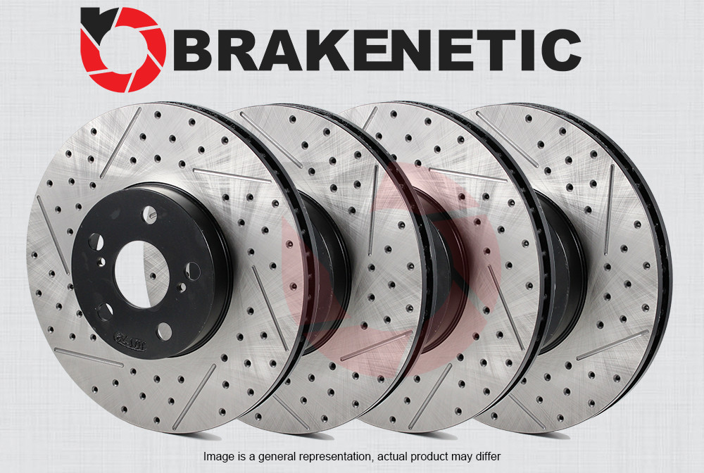 FRONT+REAR BRAKENETIC Premium Drilled Slotted Brake Disc Rotors 50.65168.12