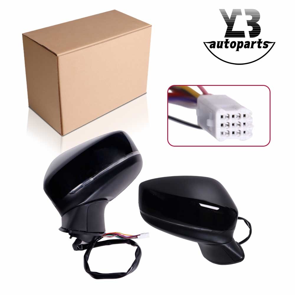 2x Black Cover Side Mirror Assembly W/ LED Signal 9PINS For Mazda CX-5 2019-2025