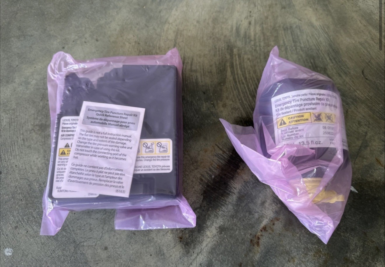TOYOTA / LEXUS EMERGENCY TIRE PUNCTURE REPAIR KIT TIRE COMPRESSOR & SEALANT OEM TOYOTA / LEXUS EMERGENCY TIRE PUNCTURE REPAIR KIT TIRE COMPRESSOR & SEALANT OEM