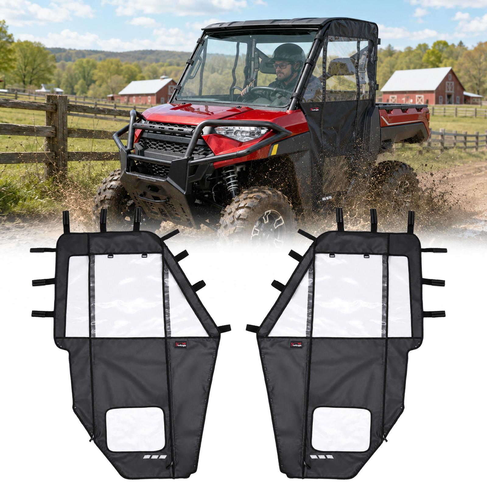 2x Upgraded Soft Doors Cab Enclosure for Polaris Ranger 1000/ XP 1000 2017-2026
