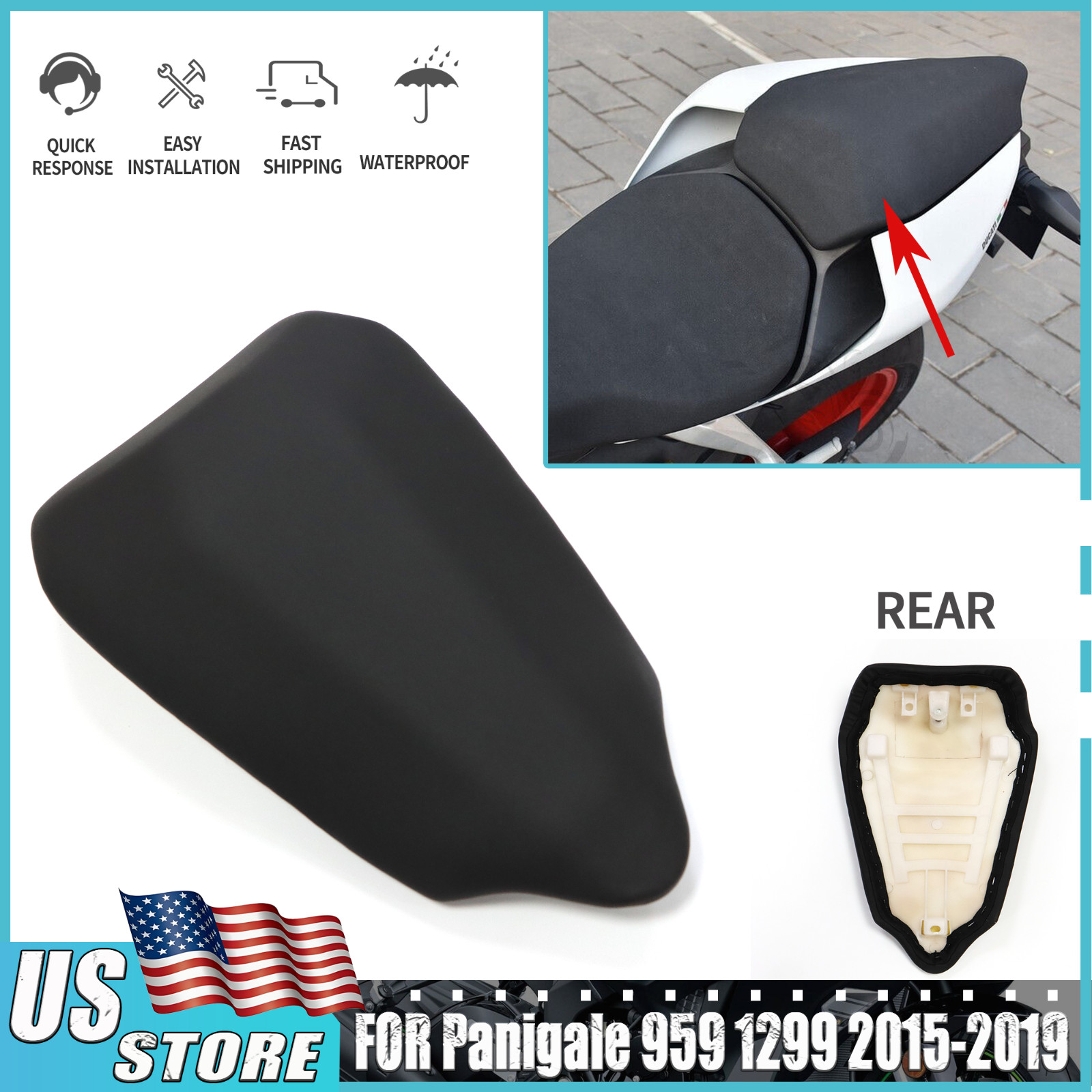 Rear Passenger Seat Pillion Cushion Saddle Fit For DUCATI Panigale 1299 959 R S