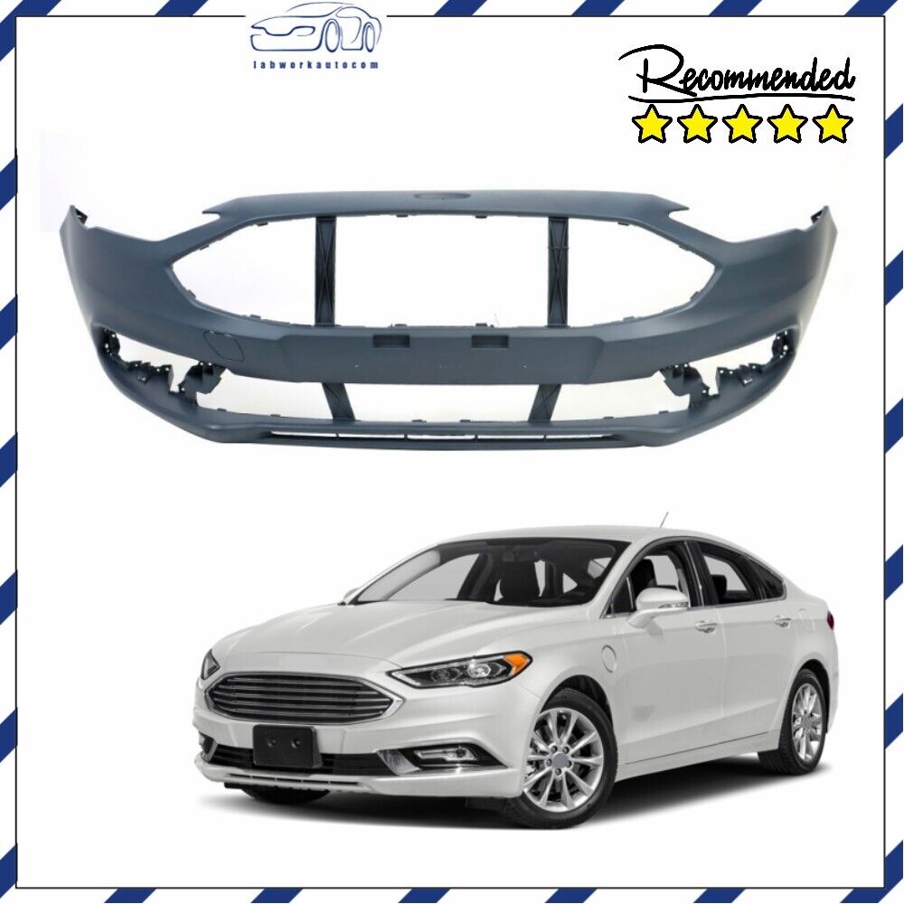 New Primered Front Bumper Cover With Tow Hook Hole For 2017 2018 Ford Fusion