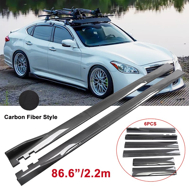 86.6” Carbon Style Side Skirt Splitter Rocker Panels For Infiniti M35 M35h M37