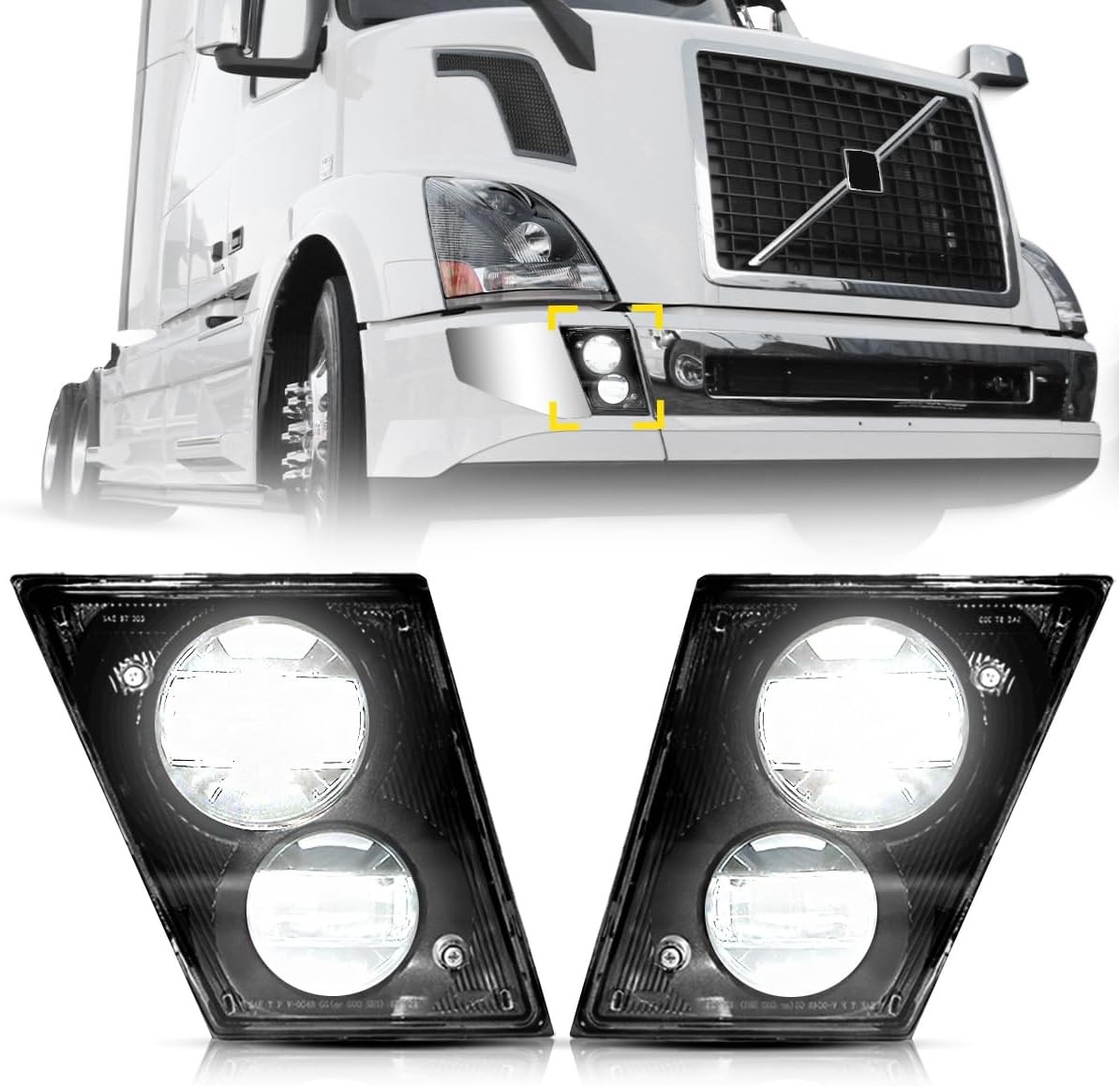 LED Fog Lights Pair for Volvo VNL VN Truck 1997-2015 Fog Lamp Assembly