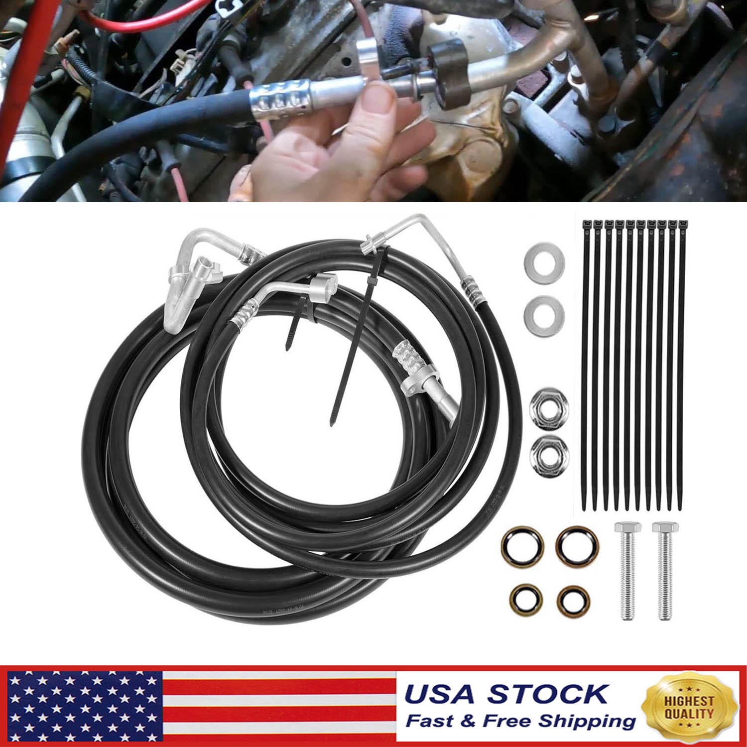 SU33468 Rear Auxiliary AC Line Hose Set Fits 2007-2014 Chevy Suburban, Yukon XL