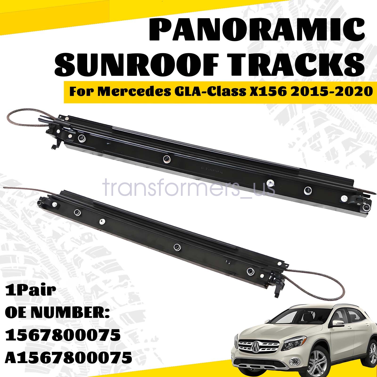 2015-2020 2x Panoramic Sunroof Replacement Tracks For Mercedes-Benz GLA-Class