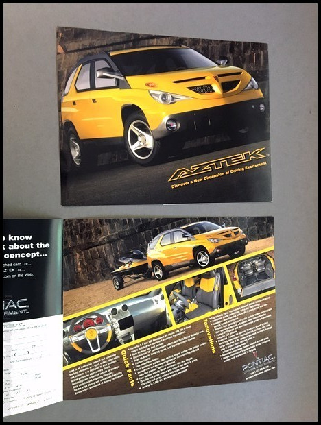 1999 2000 Pontiac Aztek Concept Car Original 1-page Car Sales Brochure Sheet 1999 2000 Pontiac Aztek Concept Car Original 1-page Car Sales Brochure Sheet