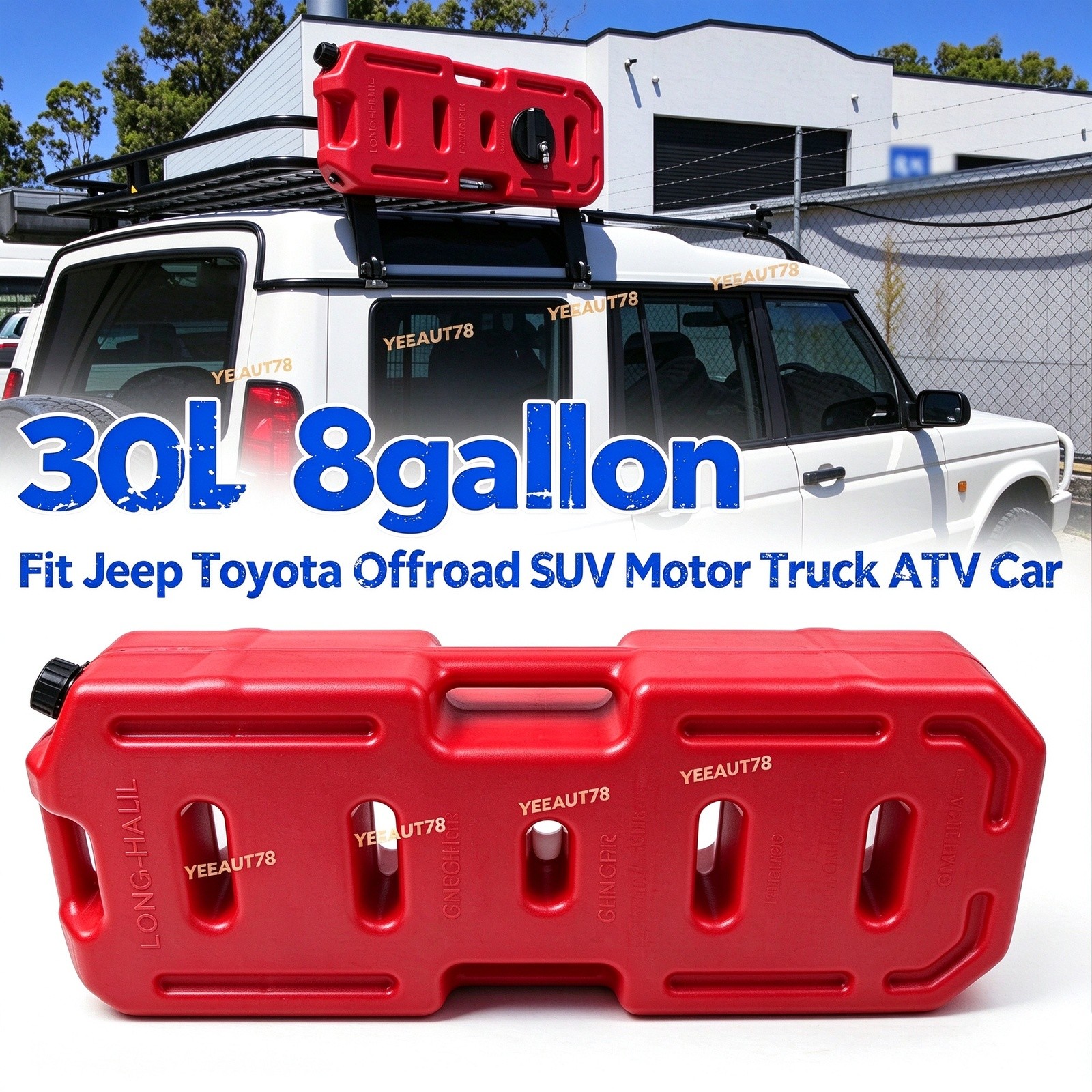 8 Gallon 30L Fuel Tank Pack Gas Can Spare Container w/Spout Red Off-Road 4WD ATV