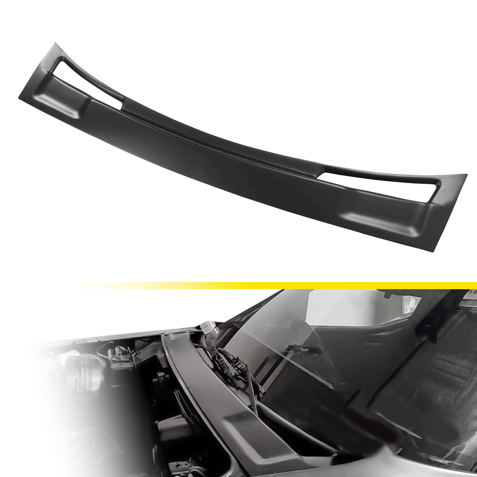 Windshield Wiper Cowl Panel Cover Black ABS For Chevrolet Corvette C3 1973-1982