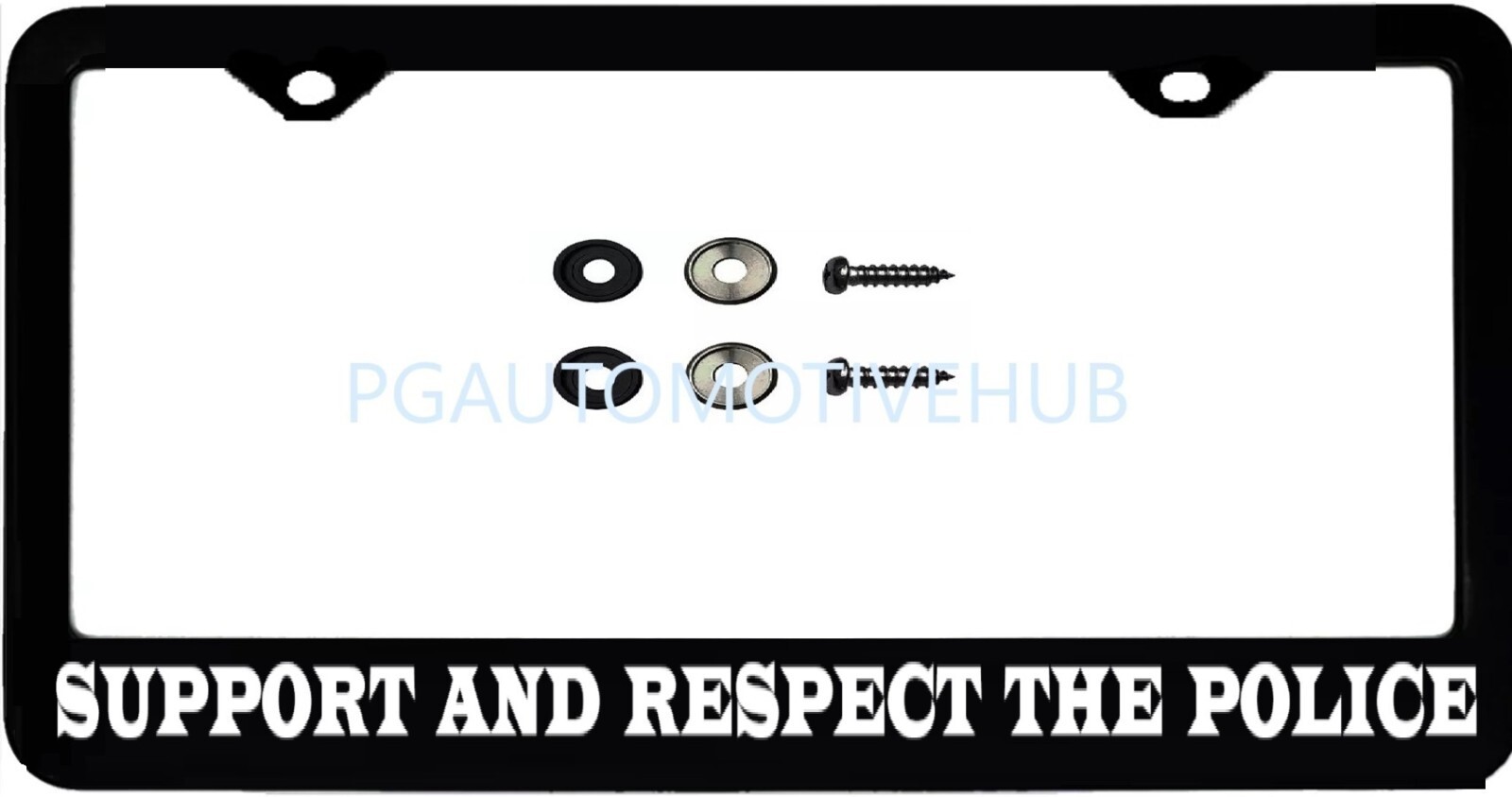License Plate Frame Stainless Steel Vinyl Lettering FOR RESPECT THE POLICE