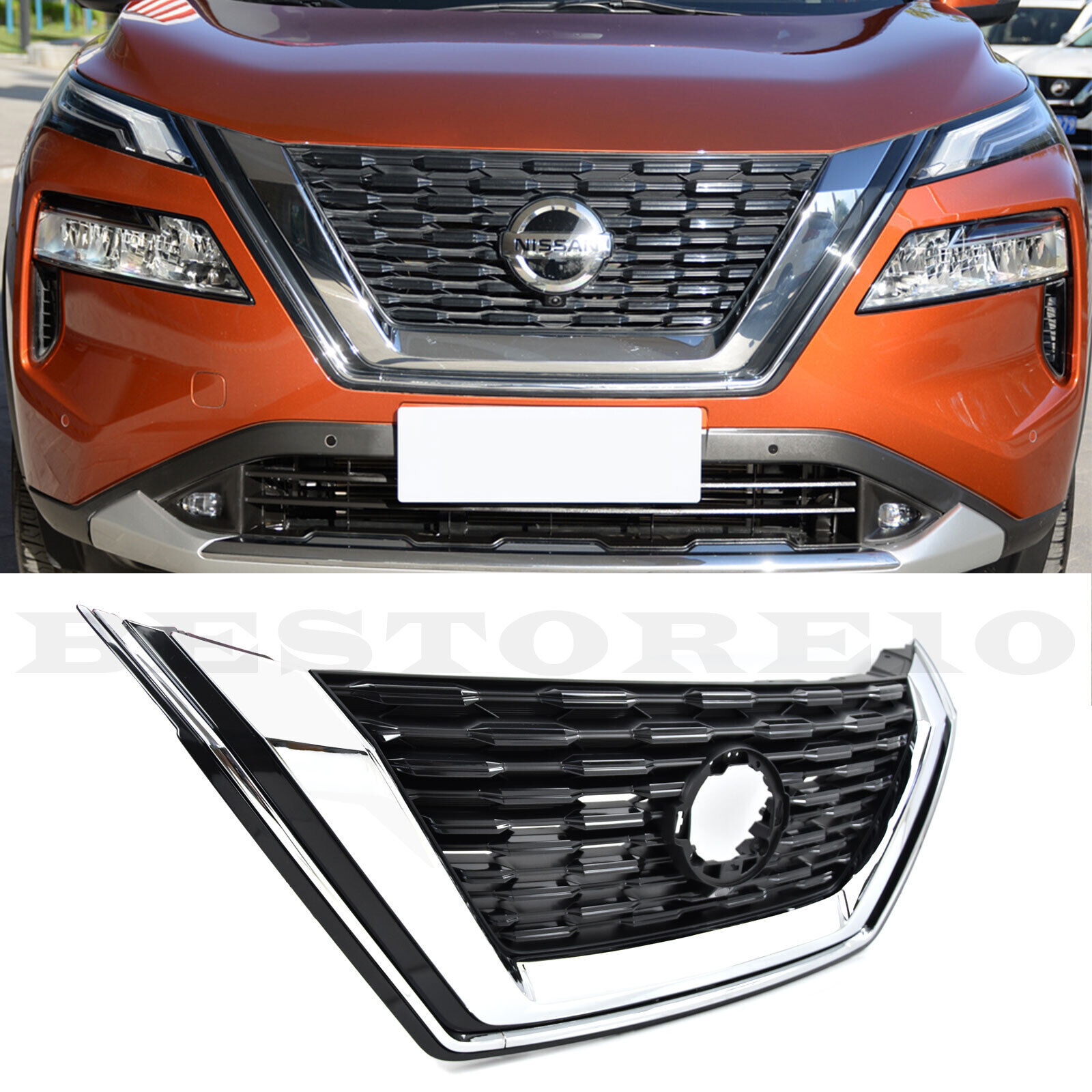 For 2021-2023 Nissan Rogue S Sport Front Upper Grille Assembly With Chrome Trim