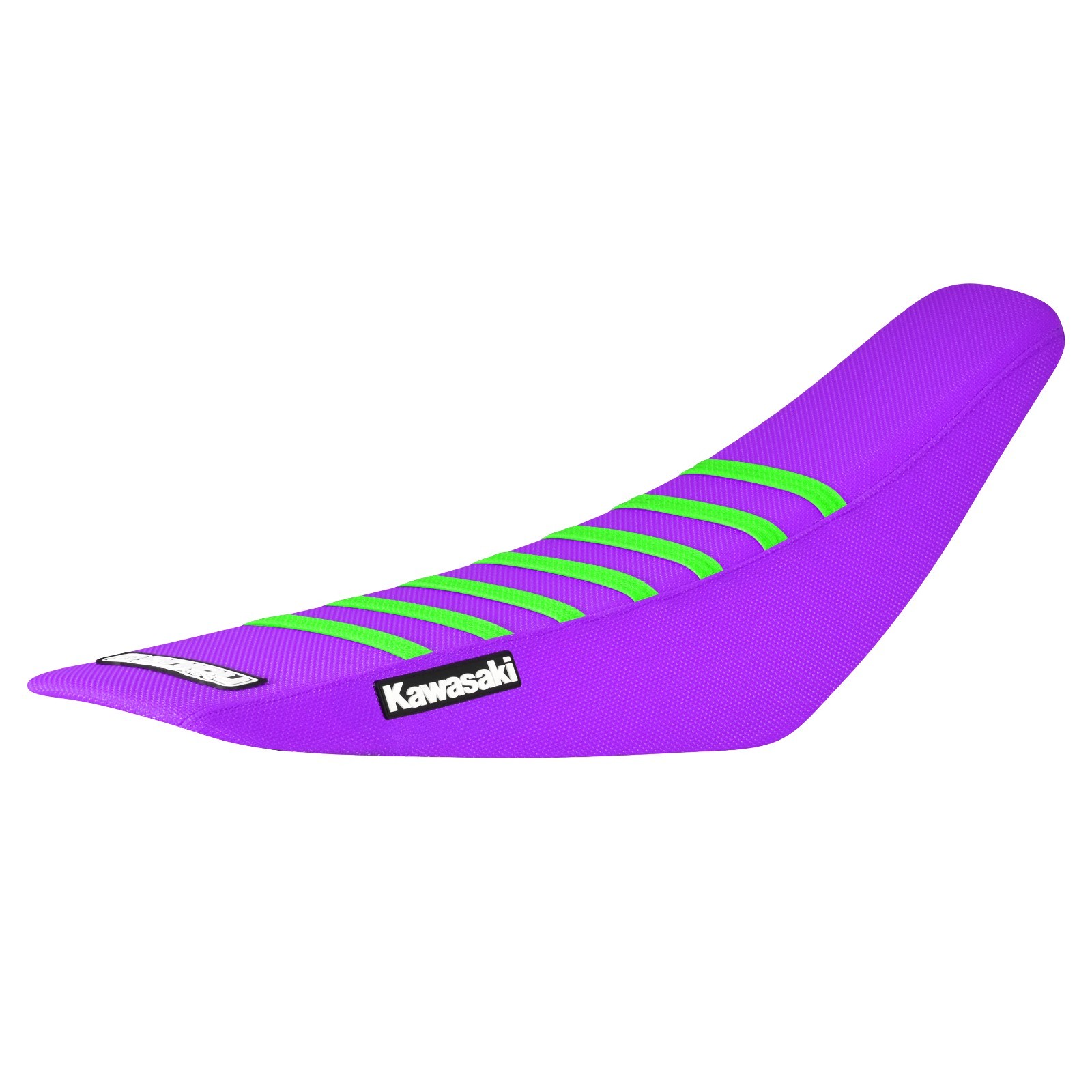 1999-2002 KAWASAKI KX 125-250 gripper seat cover  all PURPLE/ FLO GREEN ribs #77