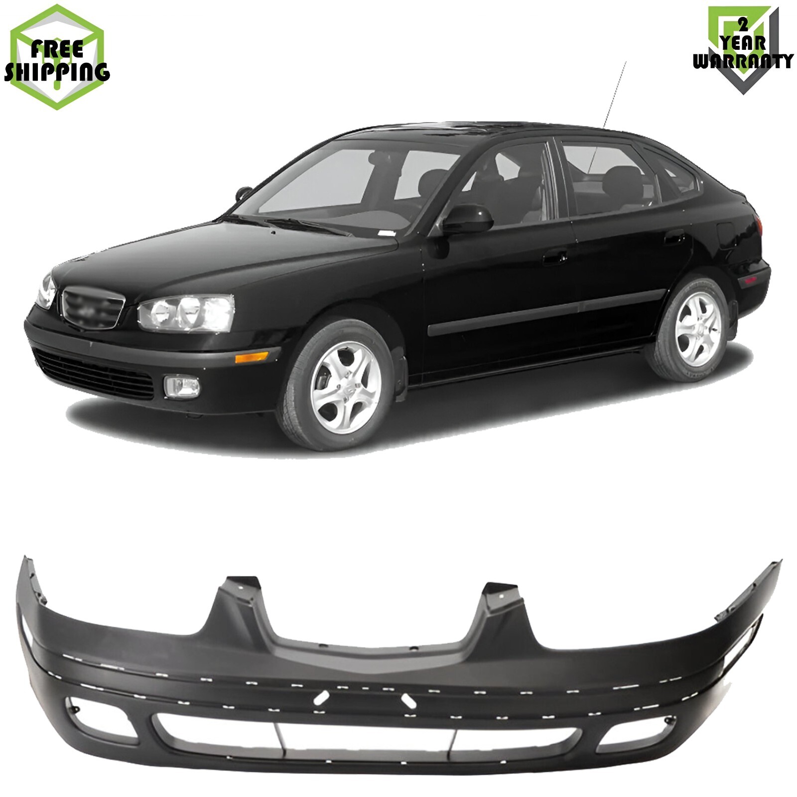 Front Bumper Cover Primed Plastic For 2001-2003 Hyundai Elantra