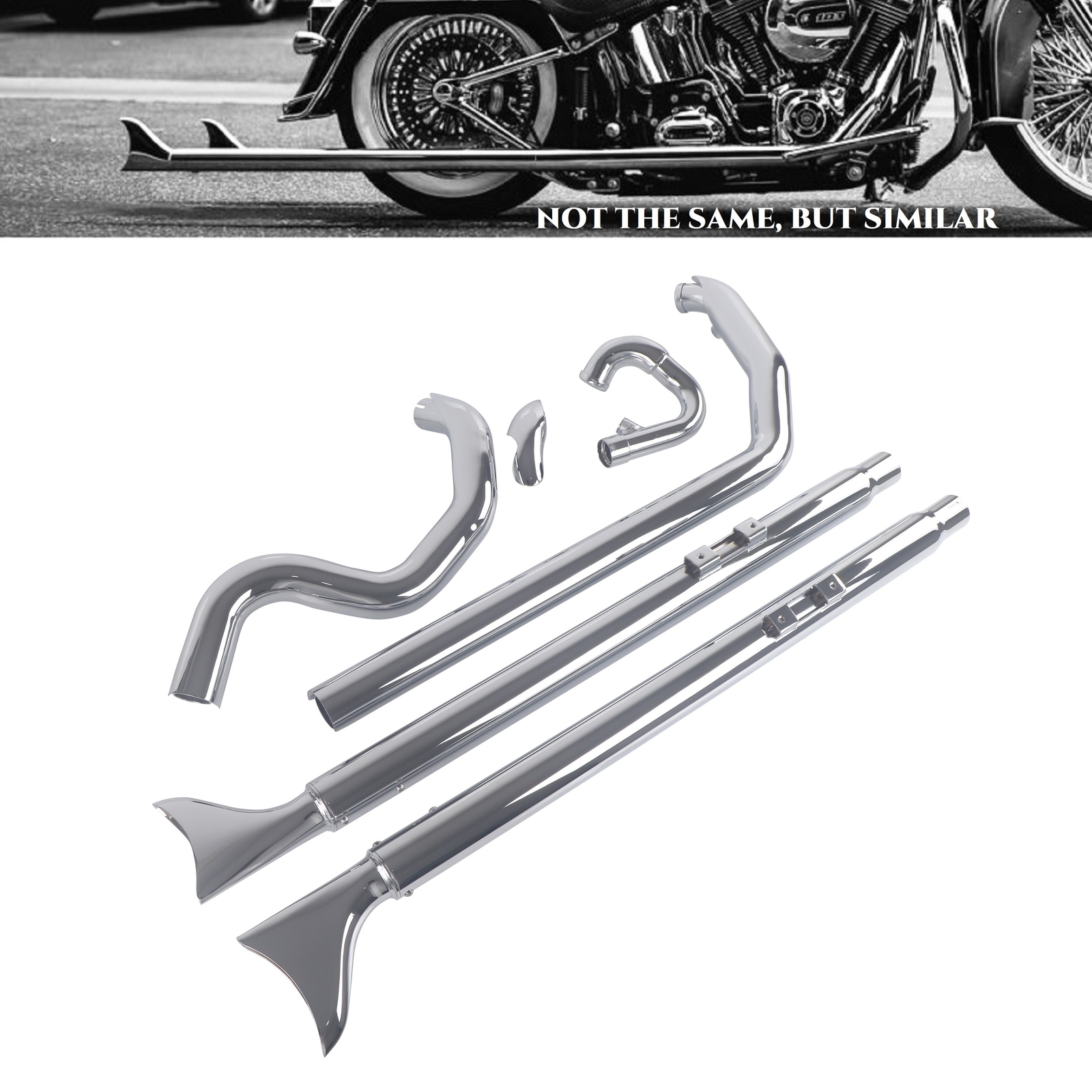 SHARKROAD 2-2 Fishtail Exhaust Systems for Softail 2000-2017 Chrome