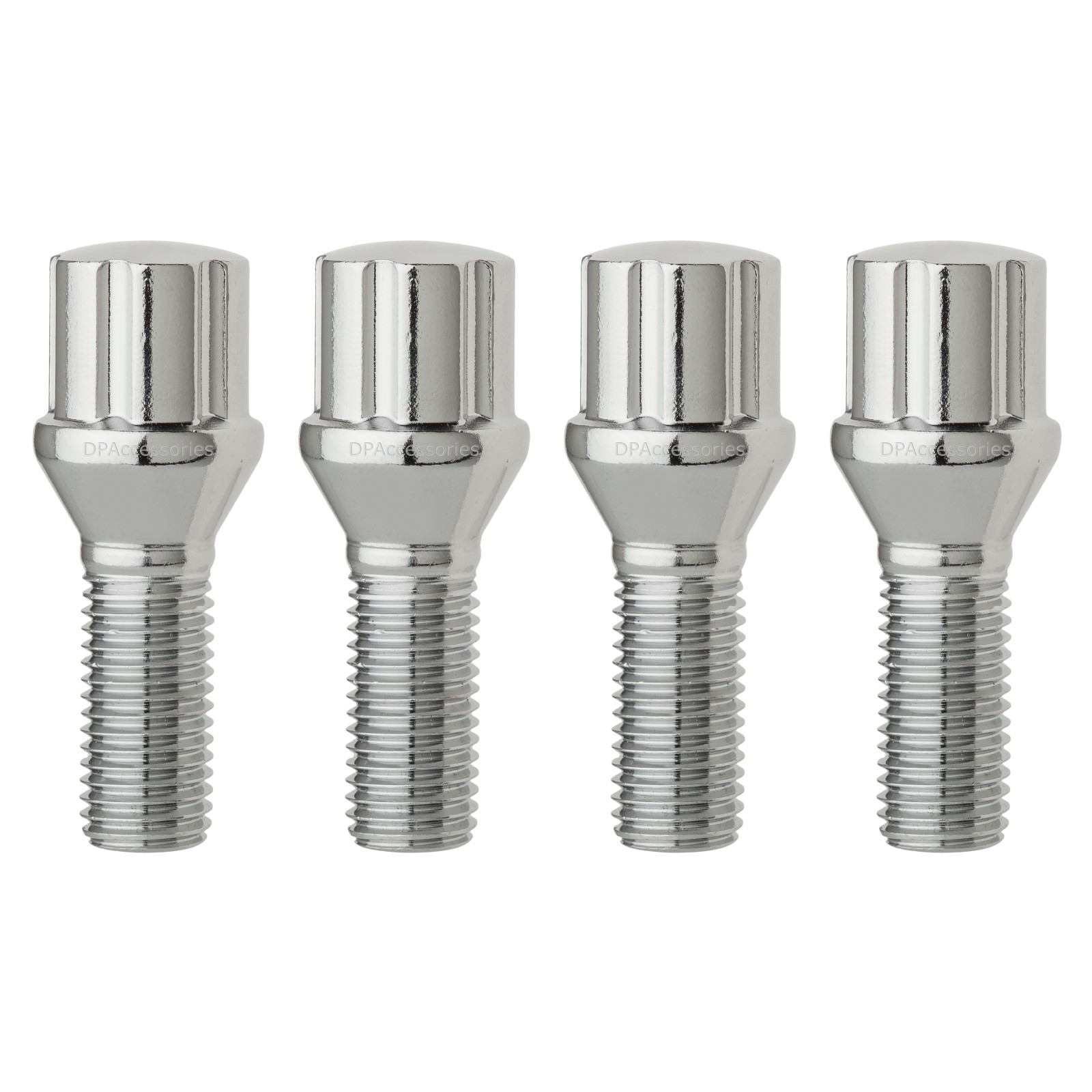 Chrome M12x1.25 Lug Bolts | Aftermarket Wheels | Spline | 27mm | Pack of 4