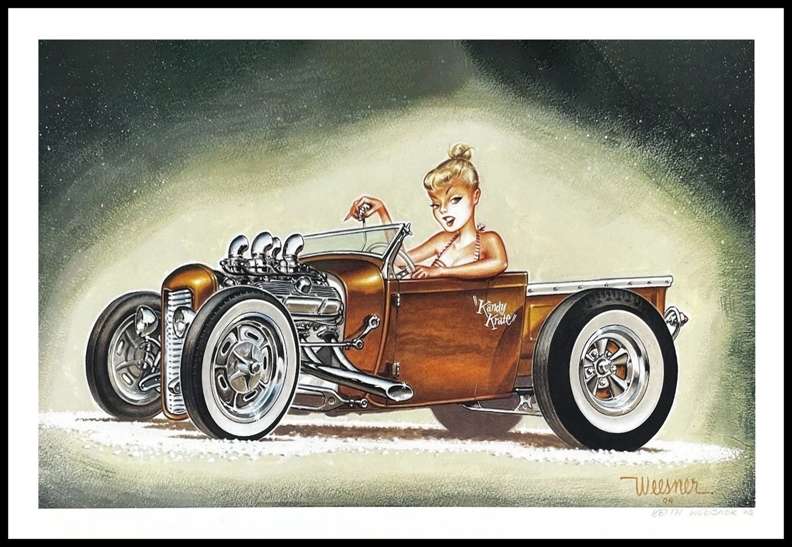 Keith Weesner KANDY KRATE SIGNED Print hot rod ford roadster 1928 1929 - Rare
