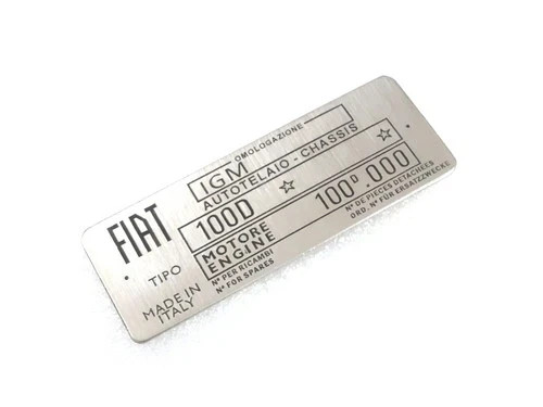 3X DATA PLATE FOR VINTAGE CLASSIC FIAT 100D 1100 CAR (STAINLESS STEEL) #V378-8