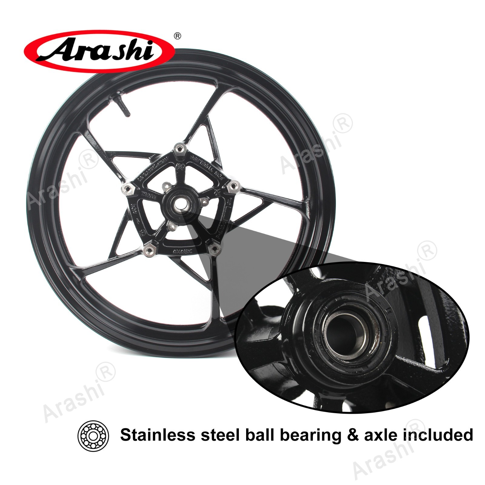 Rim For Kawasaki 17-25 Z900 2023 2022 2021 2020 2019 Wheel Hub Front Gloss Black