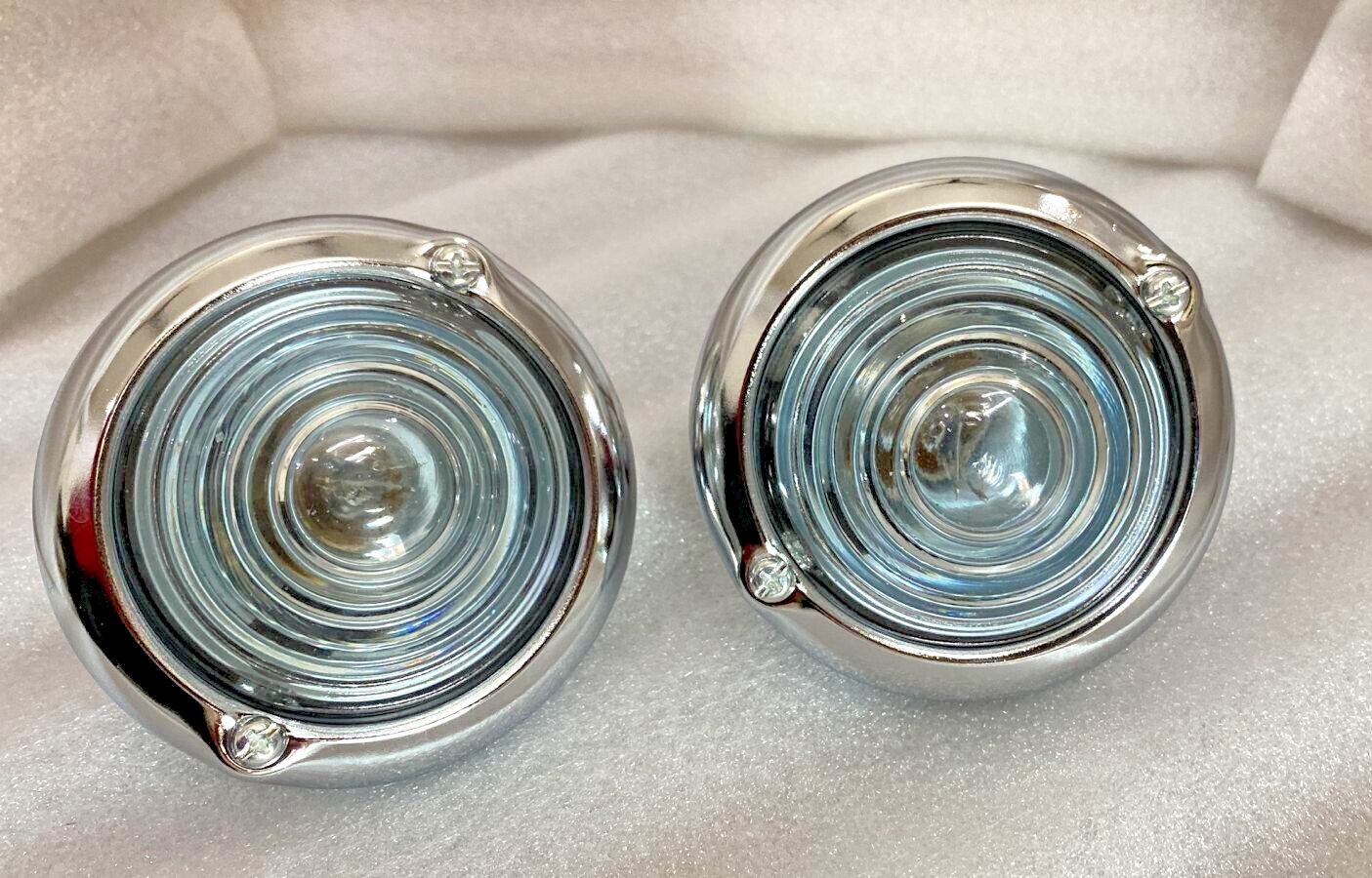 JEEP WILLYS PARKING TURN SIGNAL INDICATOR CLEAR GLASS LIGHT PAIR CHROME