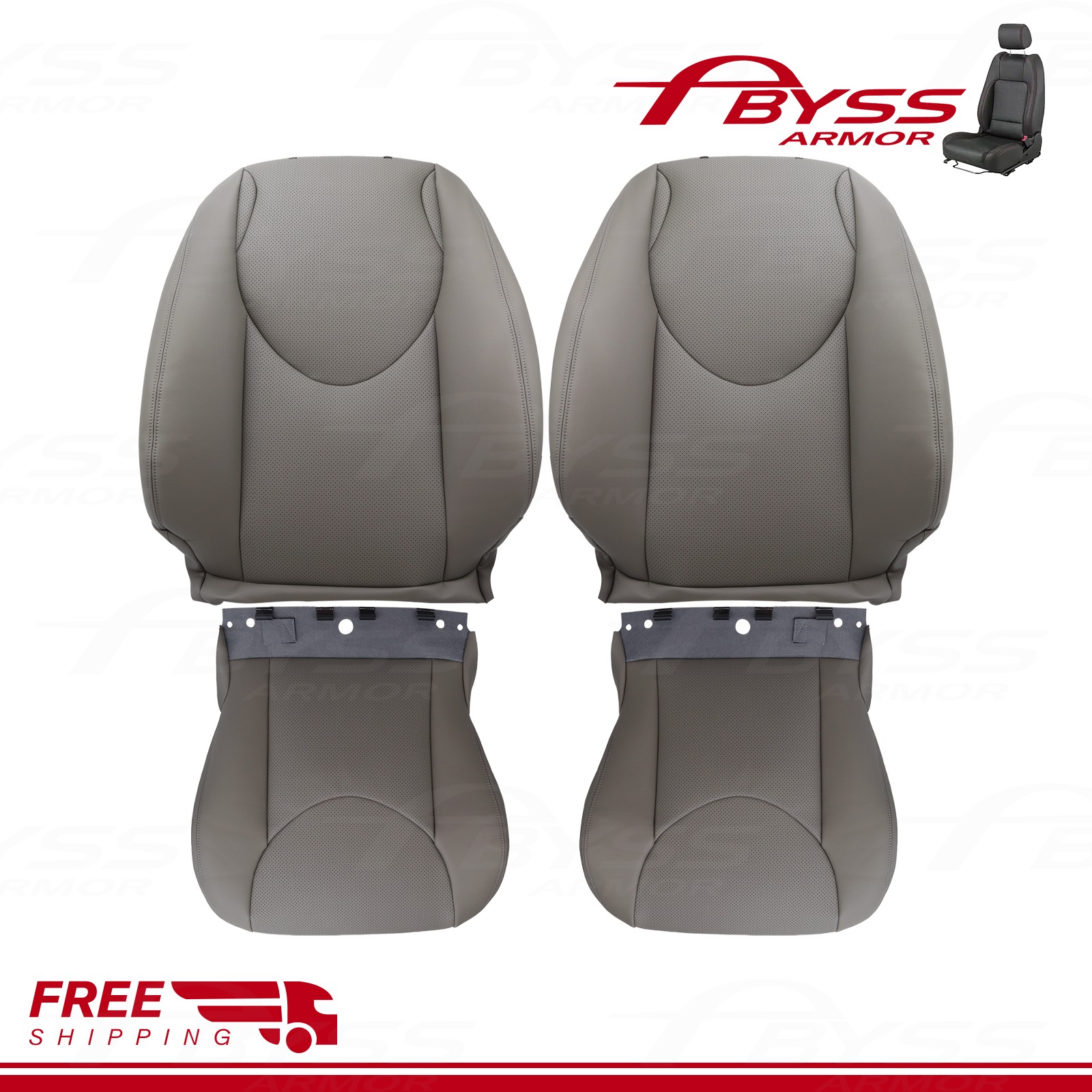 For 2006 - 2012 Toyota RAV4 Front Bottom & Top Leather Seat Cover Ash Gray 4pcs
