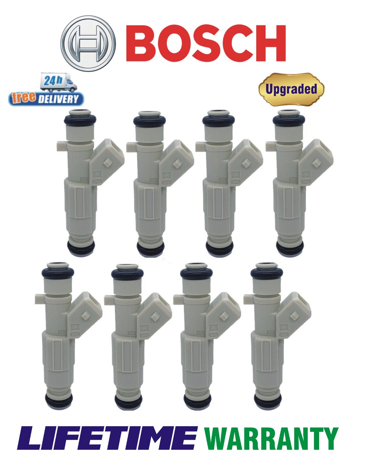 UPGRADED OEM Bosch 4 HOLE 19LB X8 Fuel Injectors for 2003-2005 Ford 5.4L V8