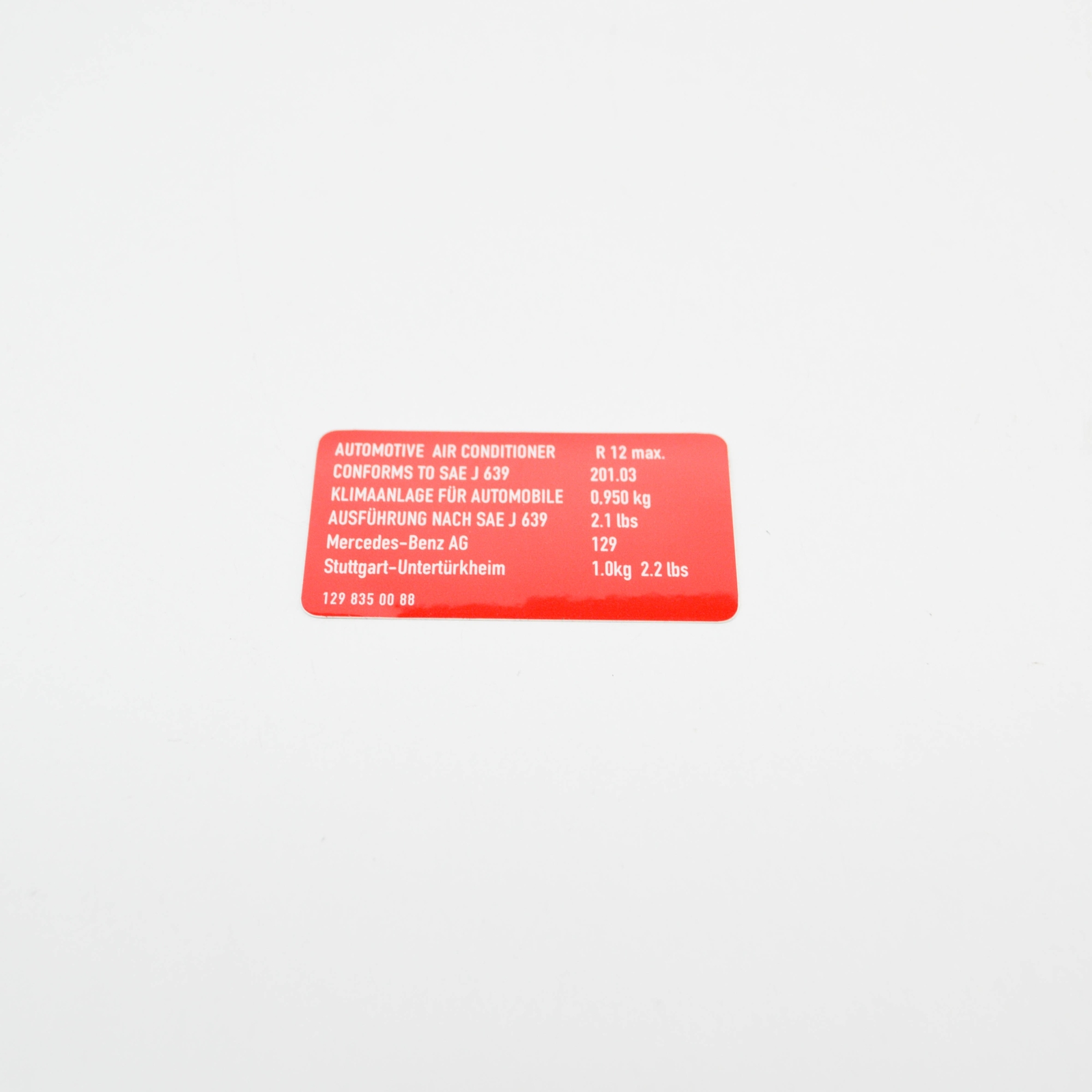 NEW MERCEDES-BENZ SL R129 REFRIGERANT PLATE A1298350088 ORIGINAL