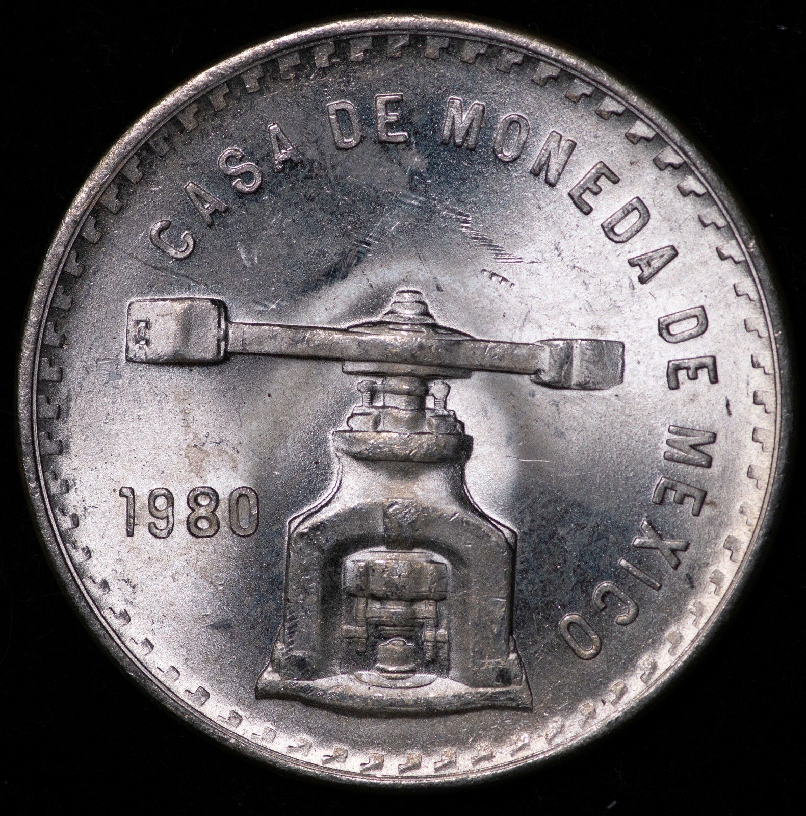 MEXICO 1980 ONZO***KM#M49b***WORLD SILVER 0.9250 FINENESS***1 TROY OUNCE MEXICO 1980 ONZO***KM#M49b***WORLD SILVER 0.9250 FINENESS***1 TROY OUNCE