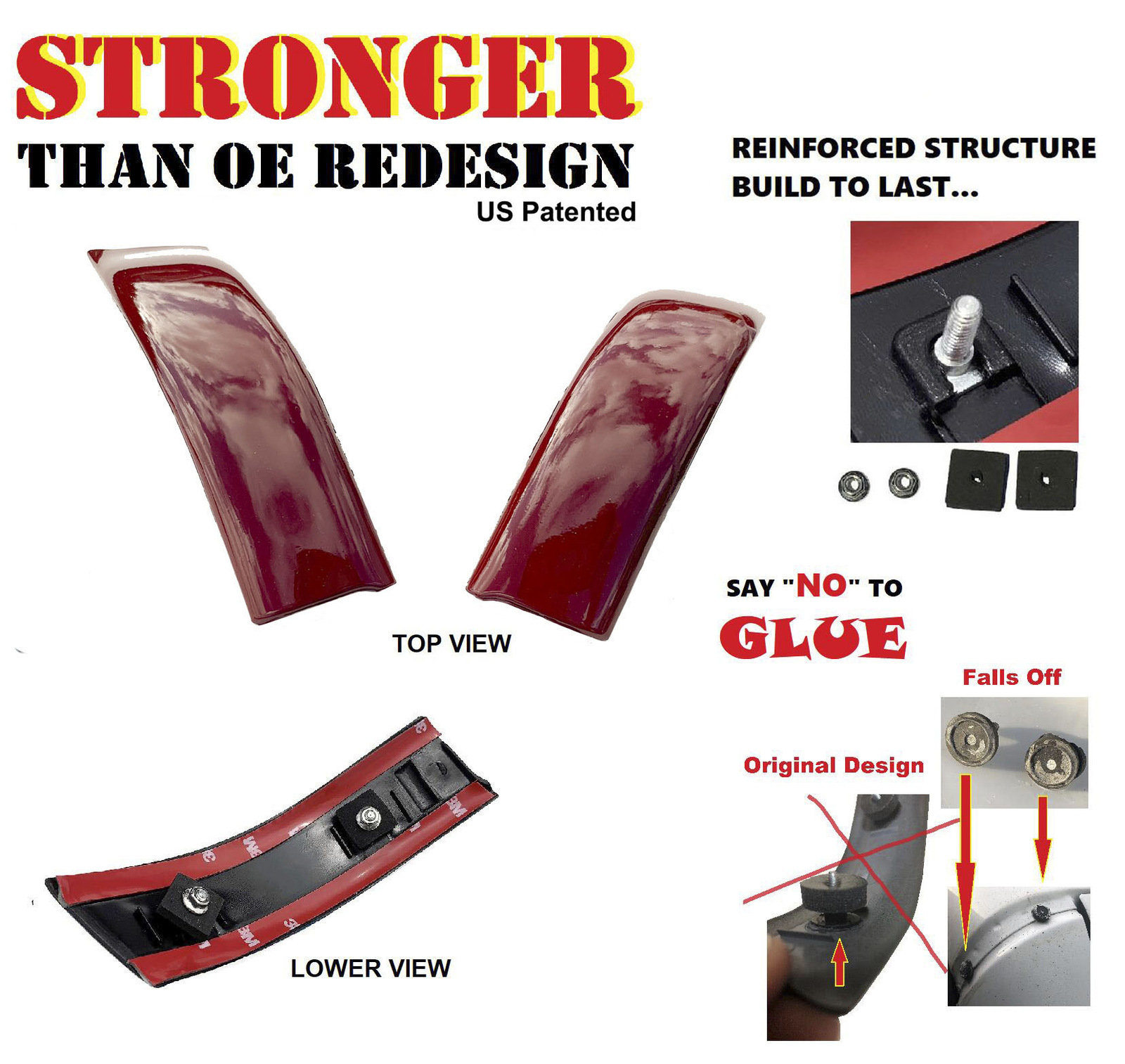 For 99-07 Ford Super Duty GX Deep Toreador Red Set 2 Pair Upgraded Roof Molding