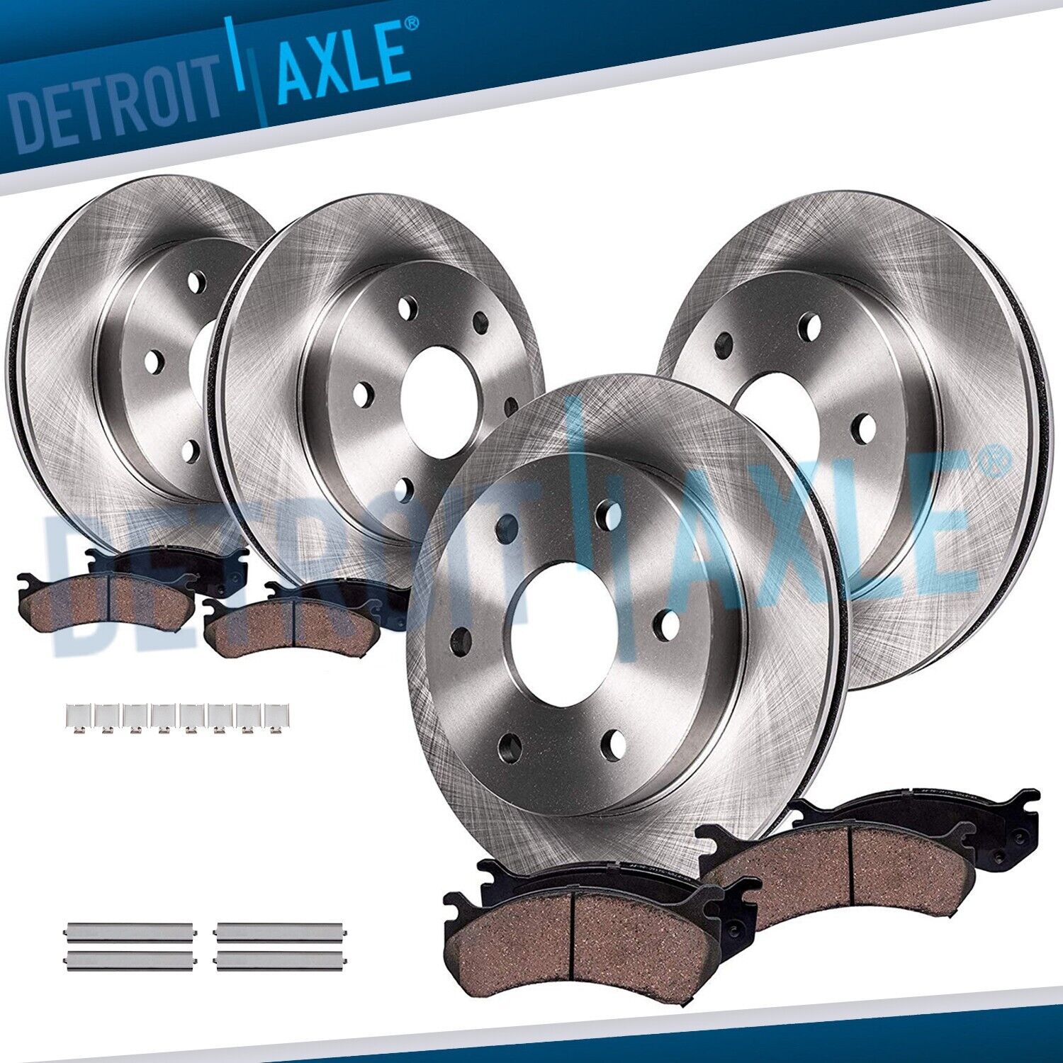 Front and Rear Disc Rotors Ceramic Brake Pads for 2010 2011 Ford F-150 6-Lugs