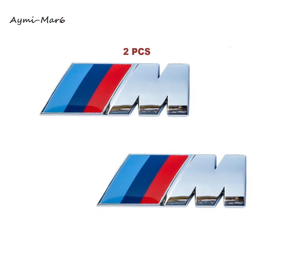 2PCS Silver 45*15mm Car Body Chrome Badge Emblem Sticker for B-M-W Metal sticker