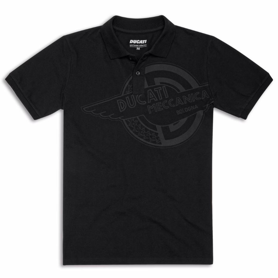 Original Ducati Meccanica Black Polo T-Shirt 98770558