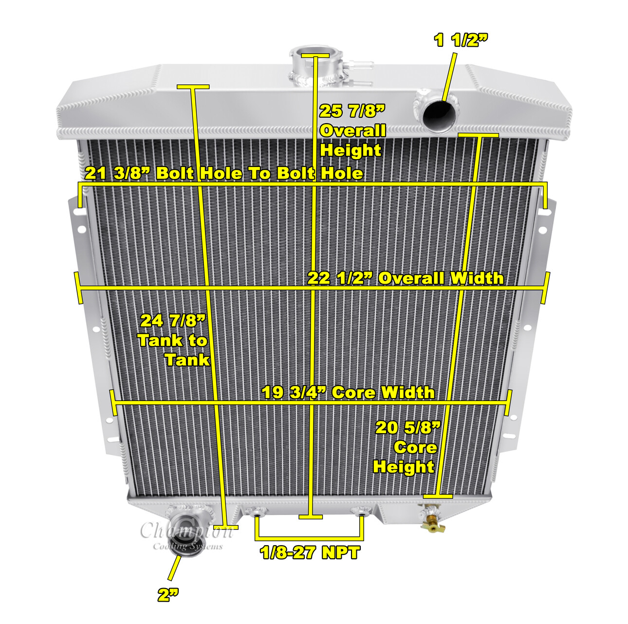 ER Champion 4 Row Radiator for 1955 1956 Ford Mainline 
