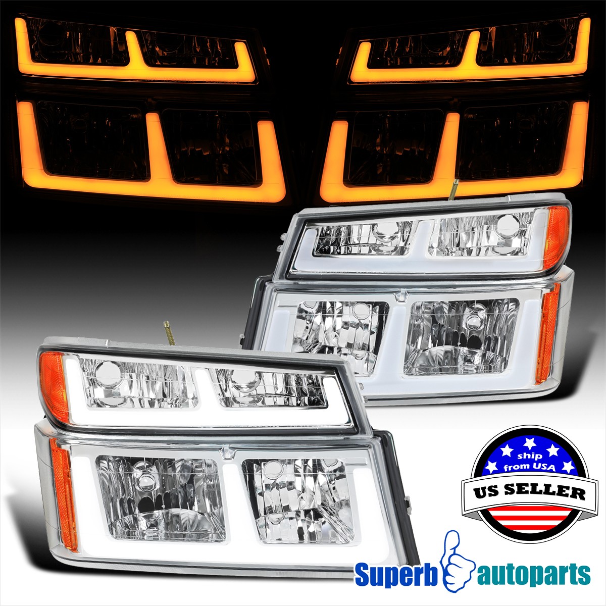 For 2004-2012 Chevy Colorado GMC Canyon Headlights+Switchback+LED Turn Signal For 2004-2012 Chevy Colorado GMC Canyon Headlights+Switchback+LED Turn Signal