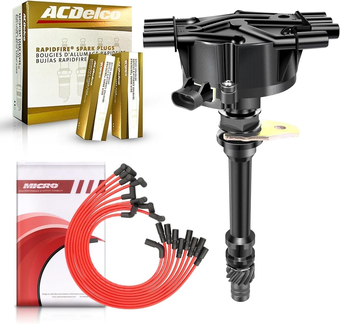 Ignition Distributor and 6Pcs ACDelco Platinum Spark Plugs & Wires Compatible w